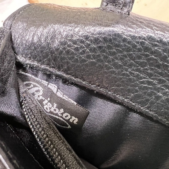 Vintage Brighton Black Pebbled Genuine Leather Croc Trim Clutch Organizer Wallet - Picture 12 of 16